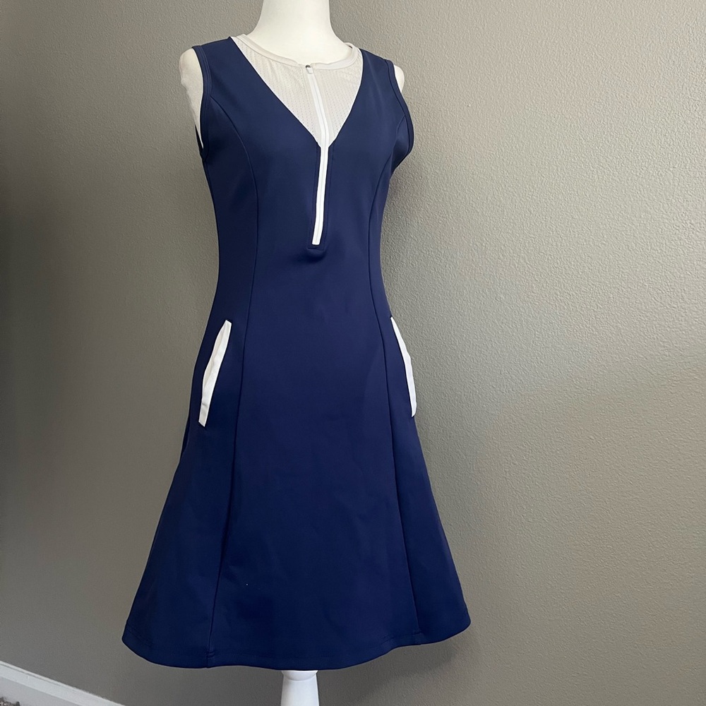 Calliope Navy Blue golf Dress with white accents size medium